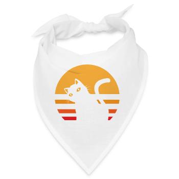 Katze Sonnenuntergang - Bandana - Weiß - Vorne