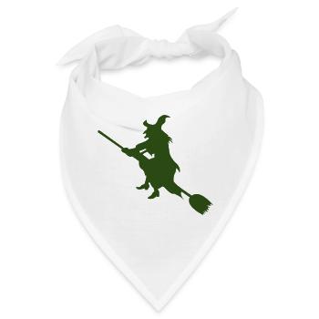 Hexe auf Besen Silhouette - Bandana - Weiß - Vorne