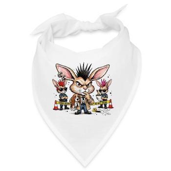 Bunny Punk Ermittler Trio - Bandana - Weiß - Vorne