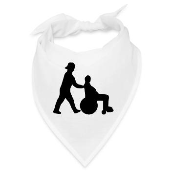 Altenpfleger schiebt Senior im Rollstuhl - Bandana - Weiß - Vorne