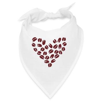 Kaffeebohne Herz - Bandana - Weiß - Vorne