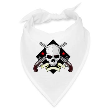 Skull mit Waffen - Bandana - Weiß - Vorne