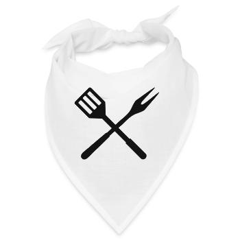 Grillen Grillbesteck Wender und Gabel - Bandana - Weiß - Vorne