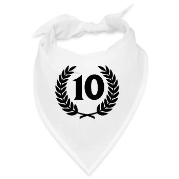 Lorbeerkranz & Zahl (10) - Bandana - Weiß - Vorne