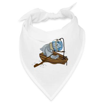 Fisch im Ruderboot mit Tauchglocke - Bandana - Weiß - Vorne