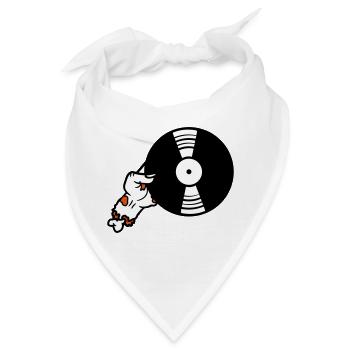 dj vinyl platte club musik auflegen disko party fe - Bandana - Weiß - Vorne