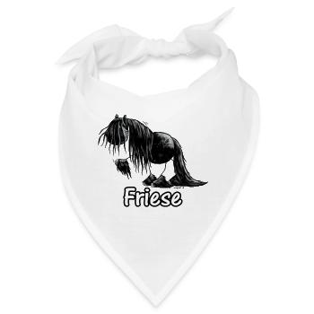 Lustiges Friesenpferd - Friese - Pferd - Bandana - Weiß - Vorne