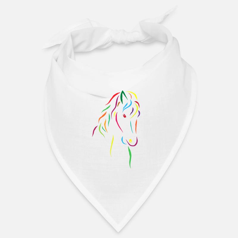 Tête de cheval colorée - Bandana - blanc