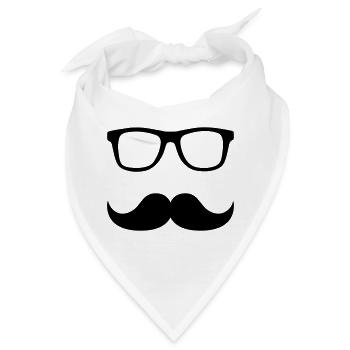 Mustache Brille - Bandana - Weiß - Vorne