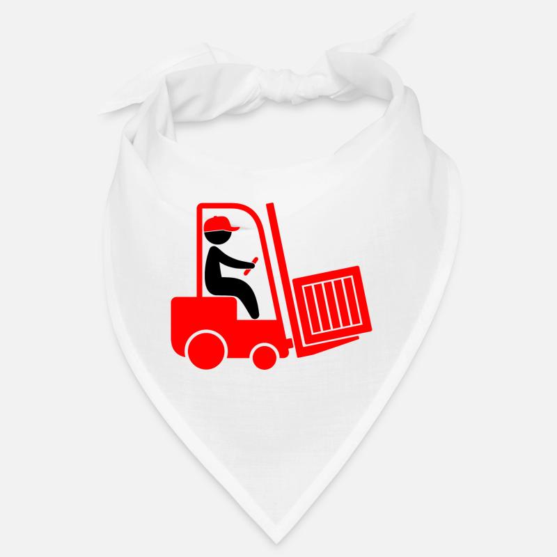 A forklift transporting a box Bandana