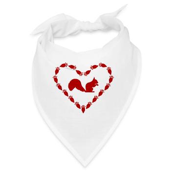 Eichhoernchen Rotes Herz mit Pfoten Abdruck - Bandana - Weiß - Vorne