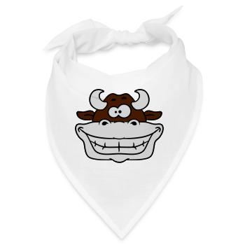 Verrückte Grinsende Kuh - Bandana - Weiß - Vorne