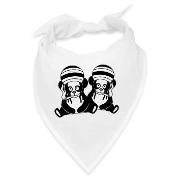 coole 2 panda freunde team paar baer raggae joint - Bandana - Weiß - Vorne