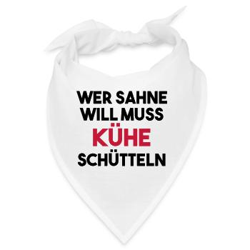Wer Sahne will muss Kühe schütteln Geschenk - Bandana - Weiß - Vorne