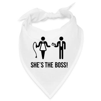 She's The Boss! (Ehefrau & Ehemann) - Bandana - Weiß - Vorne