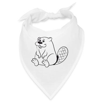 Biber suess lieb niedlich baby kind Holz Damm Wass - Bandana - Weiß - Vorne
