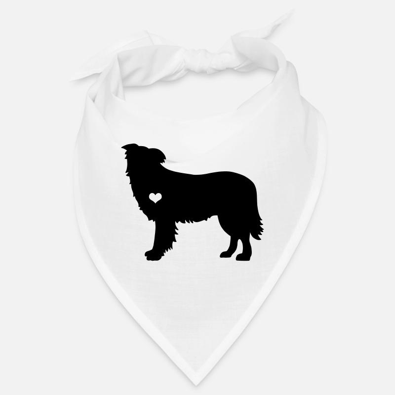 Cadeau de battement de coeur de berger de chien de berger de frontière - Bandana - blanc