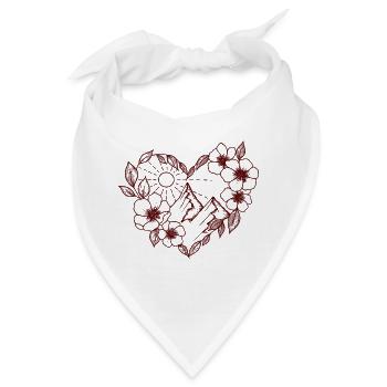 Berge im Blumenherz - Bandana - Weiß - Vorne