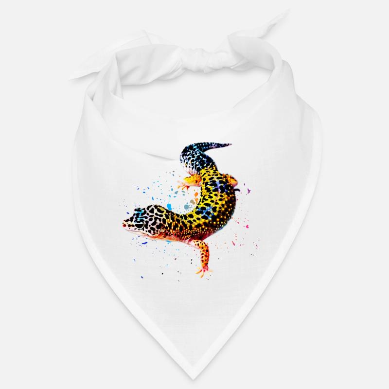 Leopard Gecko Reptile Keeper Lizard Watercolor - Bandana - white