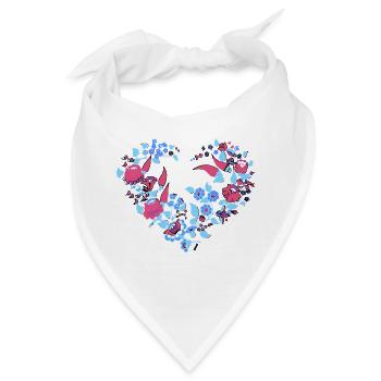 ungarische blumen, blumenherz, Herz, kranz,lila - Bandana - Weiß - Vorne