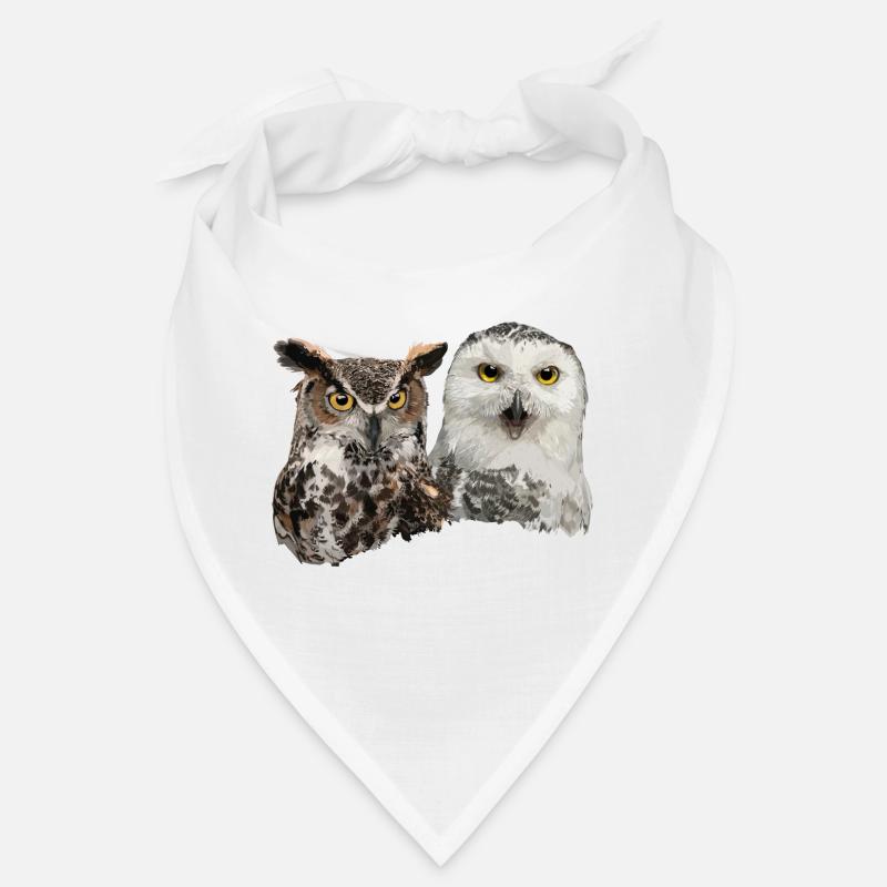 Schneeeule und amerikanische Eule - Bandana - Weiß