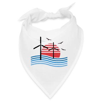 Windrad Sonnenuntergang Vögel - Bandana - Weiß - Vorne