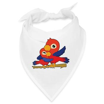 Papagei Familie Umarmen - Bandana - Weiß - Vorne
