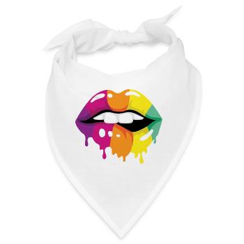 Farbige Lippen - Bandana - Weiß - Vorne