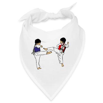 Zwei Taekwondo Kinder Sparring - Bandana - Weiß - Vorne