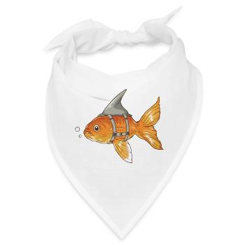 Lustiger Goldfisch mit Haifischflosse angeschnallt - Bandana - Weiß - Vorne