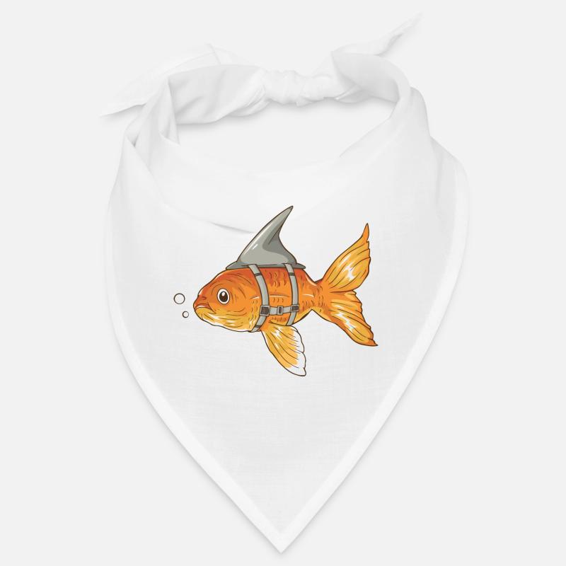 Drôle de poisson rouge avec aileron de requin attaché - Bandana - blanc