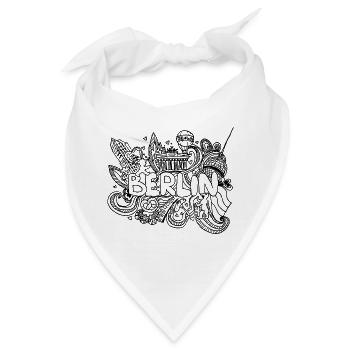 Berlin Berliner Skyline Graffiti Schrift Doodle - Bandana - Weiß - Vorne