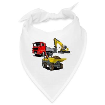 Baustellenfahrzeuge - Bandana - Weiß - Vorne