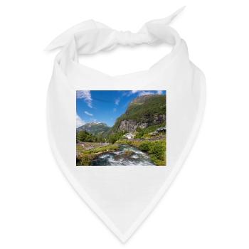 Geiranger panorama Storseterfossen Norwegen - Bandana - Weiß - Vorne