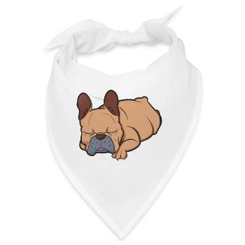 Schlafende Französische Bulldogge Faulenzer - Bandana - Weiß - Vorne