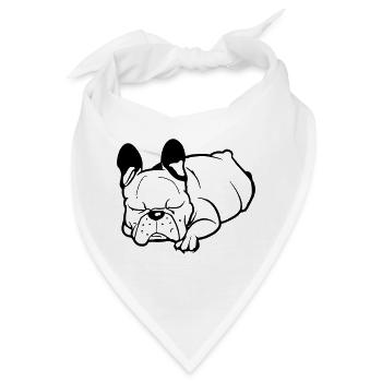 Schlafende Französische Bulldogge Faulenzer - Bandana - Weiß - Vorne