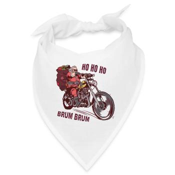 Nikolaus Biker Weihnachtsmann mit Motorrad - Bandana - Weiß - Vorne
