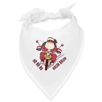 Nikolaus Biker Weihnachtsmann auf Motorrad - Bandana - Weiß - Vorne