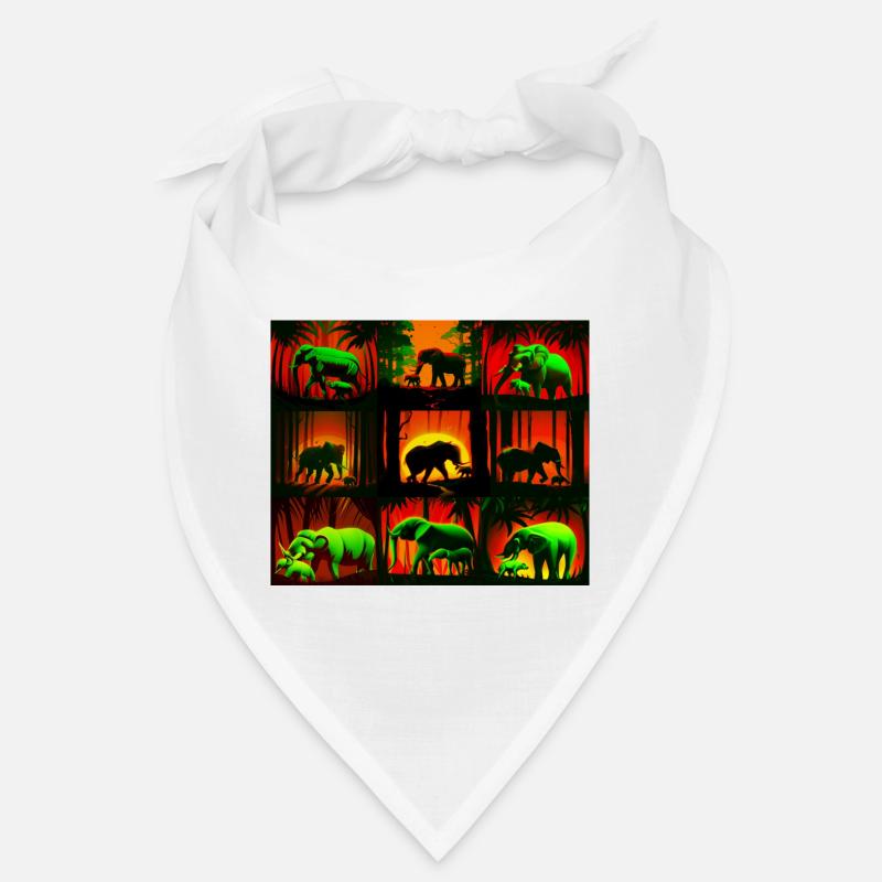 Elephants Pattern Design - Red/Green Bandana