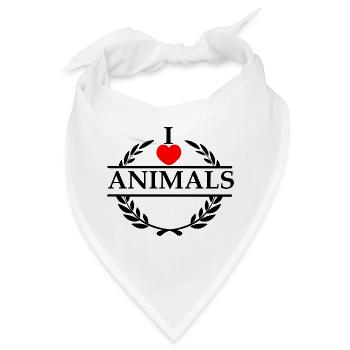 Lorbeerkranz Ich liebe TIERE - Bandana - Weiß - Vorne