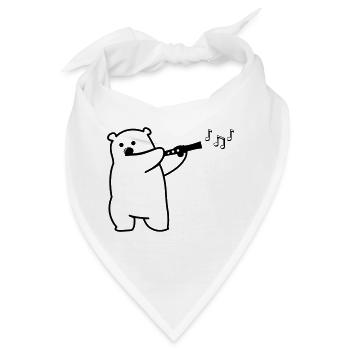 Bär spielt Flöte - Bandana - Weiß - Vorne