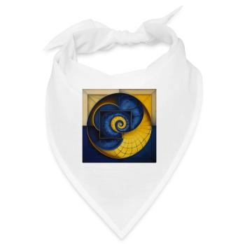 Mandala, Blau, Kreis, Gelb, Schnecke, Spinnennetz - Bandana - Weiß - Vorne