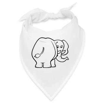 Elefant von hinten - überrascht, erschrocken, oops - Bandana - Weiß - Vorne