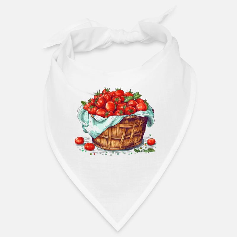 Ein Korb gefüllt mit Tomaten, transparent Bandana