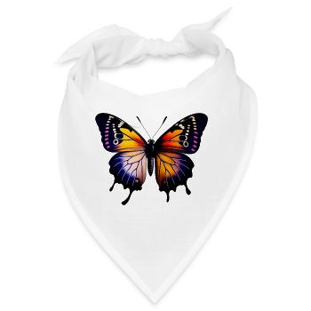 Mehrfarbiger Schmetterling - Bandana - Weiß - Vorne