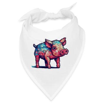 Retro Schwein in cooler 8 Bit Grafik - Bandana - Weiß - Vorne