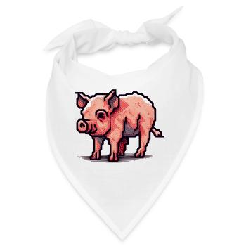 Schwein als Sau in 16 Bit Pixelart - Bandana - Weiß - Vorne