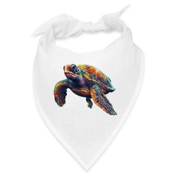 Meeresschildkröte in bunten Farben Schildkröte - Bandana - Weiß - Vorne