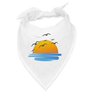 Sonnenuntergang und Wasservögel - Bandana - Weiß - Vorne