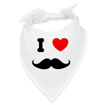 I ♥ Moustache - Bandana - Weiß - Vorne